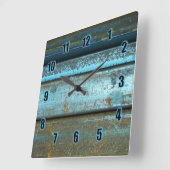 Blauw en roestruw geweerd rusted metal vierkante klok (Hoek)