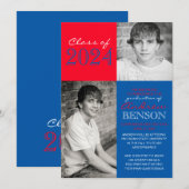 Blauw en Rood 2 Foto Afstuderen Aankondiging (Voorkant / Achterkant)