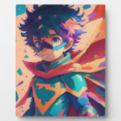 Blauw en Rood Anime Superheld Jongen Fotoplaat (Voorkant)
