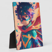 Blauw en Rood Anime Superheld Jongen Fotoplaat (Zijkant)