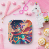 Blauw en Rood Anime Superheld Jongen Papieren Bordje (Feest)