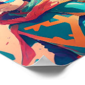 Blauw en Rood Anime Superheld Jongen Poster (Hoek)