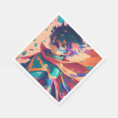 Blauw en Rood Anime Superheld Jongen Servet (Hoek)