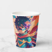 Blauw en Rood Anime Superheld Jongen Verjaardagsfe Papieren Bekers (Voorkant)