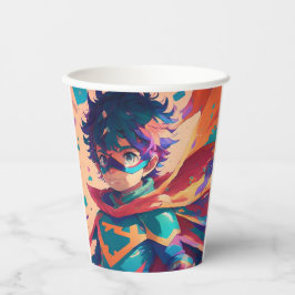 Blauw en Rood Anime Superheld Jongen Verjaardagsfe Papieren Bekers