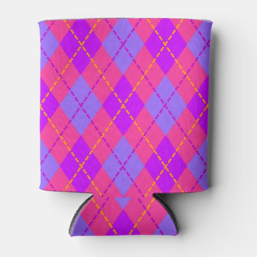 Blauw en Rood Argyle Blikjeskoeler (Voorkant)