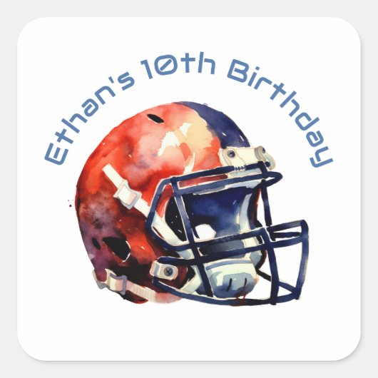 Blauw en Rood Baseball Typografie Vierkante Sticker (Voorkant)