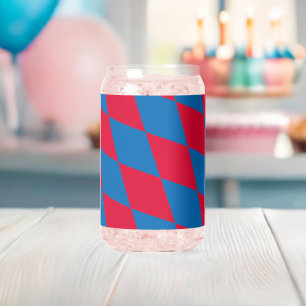 Blauw en Rood Bavaria Diamond Flag Patroon Blikvorm Glas
