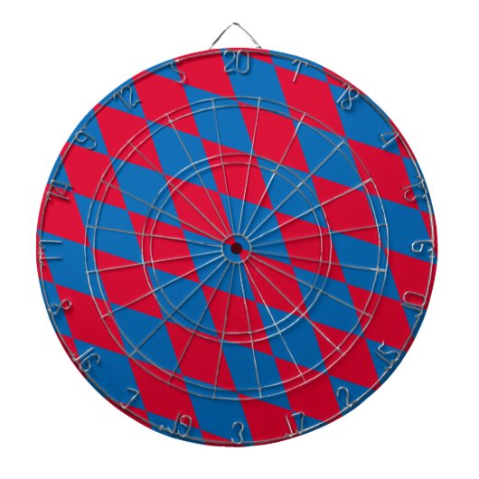 Blauw en Rood Bavaria Diamond Flag Patroon Dartbord (Voorkant)