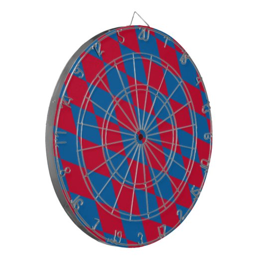 Blauw en Rood Bavaria Diamond Flag Patroon Dartbord (Voorkant Links)