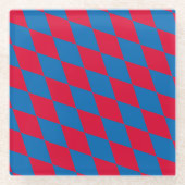 Blauw en Rood Bavaria Diamond Flag Patroon Glazen Onderzetter (Voorkant)