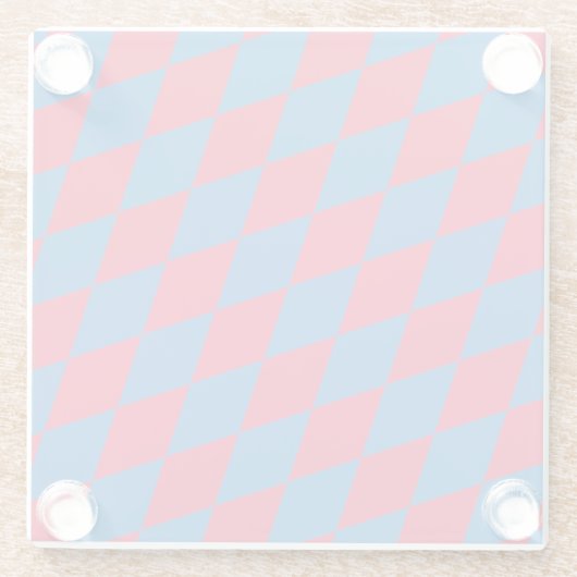 Blauw en Rood Bavaria Diamond Flag Patroon Glazen Onderzetter (Achterkant)