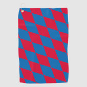 Blauw en Rood Bavaria Diamond Flag Patroon Golfhanddoek (Voorkant)