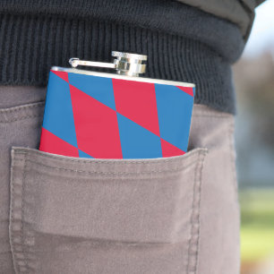 Blauw en Rood Bavaria Diamond Flag Patroon Heupfles
