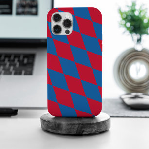 Blauw en Rood Bavaria Diamond Flag Patroon iPhone 15 Pro Max Case