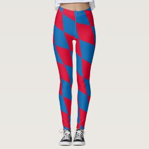 Blauw en Rood Bavaria Diamond Flag Patroon Leggings
