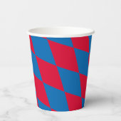 Blauw en Rood Bavaria Diamond Flag Patroon Papieren Bekers (Achterkant)