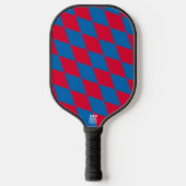 Blauw en Rood Bavaria Diamond Flag Patroon Pickleball Paddle (Voorkant)