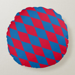 Blauw en Rood Bavaria Diamond Flag Patroon Rond Kussen