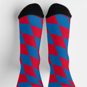 Blauw en Rood Bavaria Diamond Flag Patroon Sokken