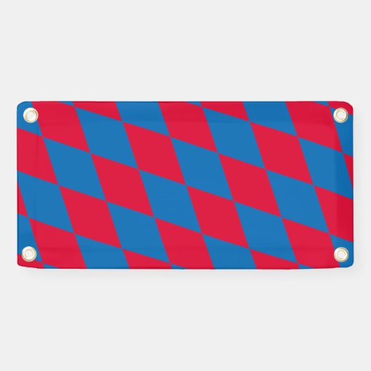 Blauw en Rood Bavaria Diamond Flag Patroon Spandoek (Horizontaal)