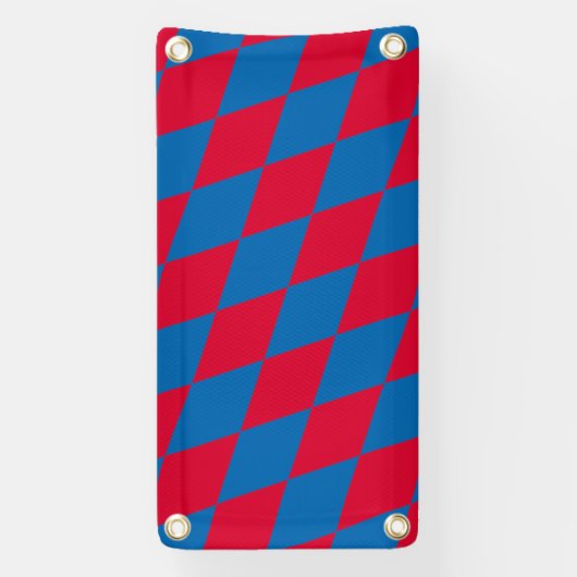 Blauw en Rood Bavaria Diamond Flag Patroon Spandoek (Verticaal)