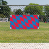 Blauw en Rood Bavaria Diamond Flag Patroon Spandoek (Insitu)