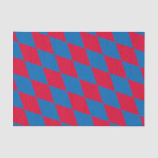 Blauw en Rood Bavaria Diamond Flag Patroon Tissuepapier (Voorkant)