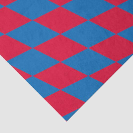 Blauw en Rood Bavaria Diamond Flag Patroon Tissuepapier (Detail)