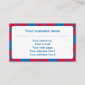 Blauw en Rood Beiers Diamanten Vlag Patroon Visitekaartje (Voorkant)