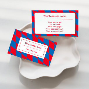 Blauw en Rood Beiers Diamanten Vlag Patroon Visitekaartje