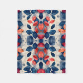 Blauw en rood blaadjes werpdekbed fleece deken (Voorkant)