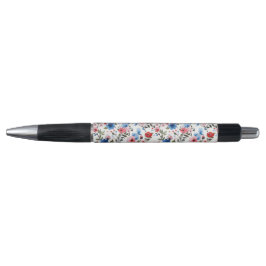 Blauw en rood bloemmotief pen