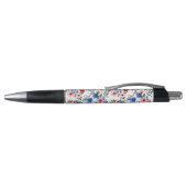 Blauw en rood bloemmotief pen (Bovenkant)