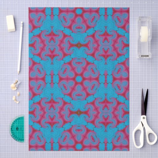 Blauw en rood boho tissuepapier (Craft)