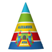 Blauw en rood Bounce huis, spelen en springen Feesthoedjes (Voorkant)