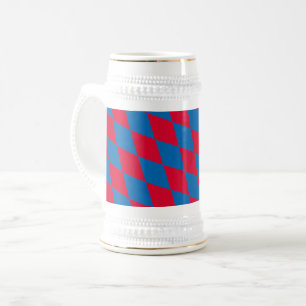 Blauw en rood Boven-Beiers diamant vlagpatroon Bierpul