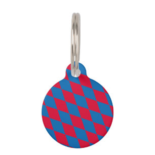 Blauw en rood Boven-Beiers diamanten vlagpatroon Huisdierpenning