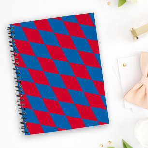 Blauw en rood Boven-Beiers diamanten vlagpatroon Notitieboek