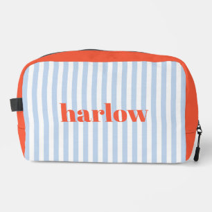 Blauw en rood chic gestreepte monogram toilettasje