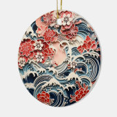 Blauw en rood Chiyogami Ornament (Links)