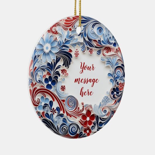 Blauw en rood Chiyogami Ornament (Rechts)