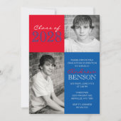 Blauw en Rood Classic 2 Foto Afstuderen Kaart (Voorkant)