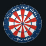 Blauw en rood dartboard met aangepaste tekst dartbord<br><div class="desc">Dartboard in blauw en rood en twee gebieden van de douanetekst.</div>