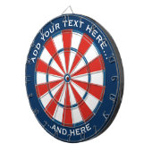 Blauw en rood dartboard met aangepaste tekst dartbord (Voorkant Rechts)