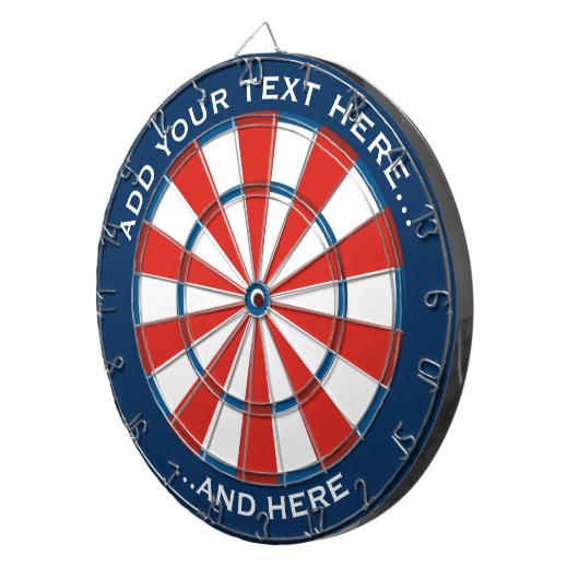 Blauw en rood dartboard met aangepaste tekst dartbord (Voorkant Rechts)