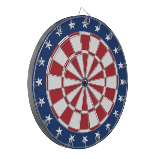 Blauw en rood Dartbord met sterren (Voorkant Links)