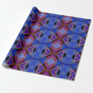 Blauw en rood diamantpatroon omslagpapier cadeaupapier