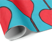 Blauw en rood eenvoudig hart cadeaupapier (Rol Hoek)