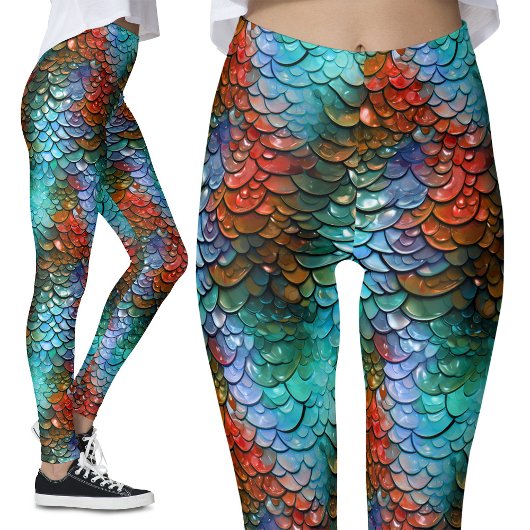 Blauw en Rood Fantasy Dragon Kostuum Leggings